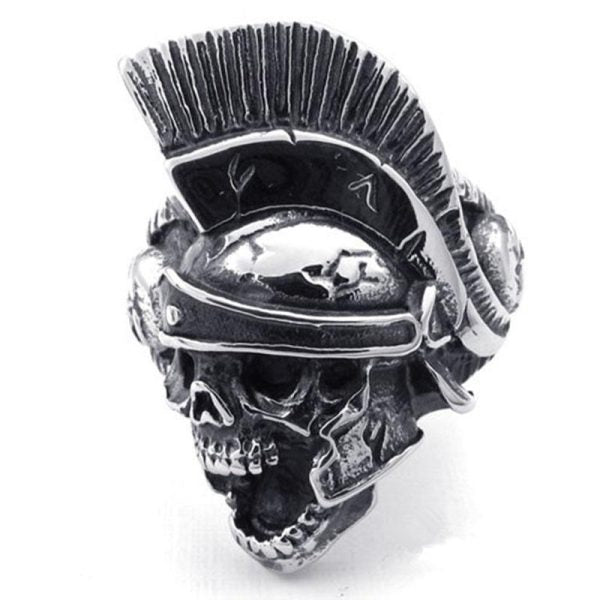 Bague Crâne De Guerrier en Acier Inoxydable