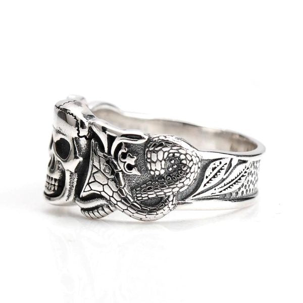 Bague Crâne Et Jörmungandr en Argent