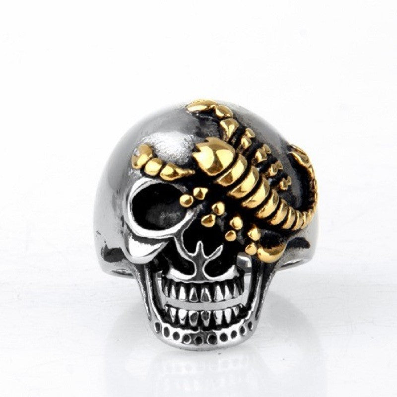 Bague Crâne et Scorpion en Acier