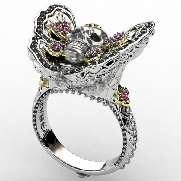 Bague Papillon Et Crâne De Freyja