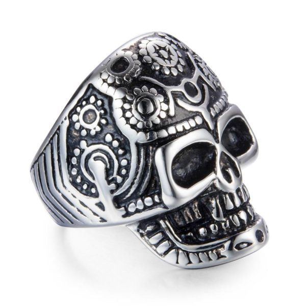 Bague Valkyrie Tête de Mort en Acier