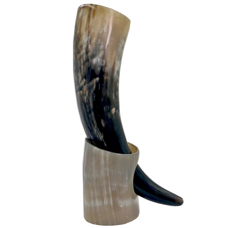 Corne à Boire Viking Avec Socle Blanc