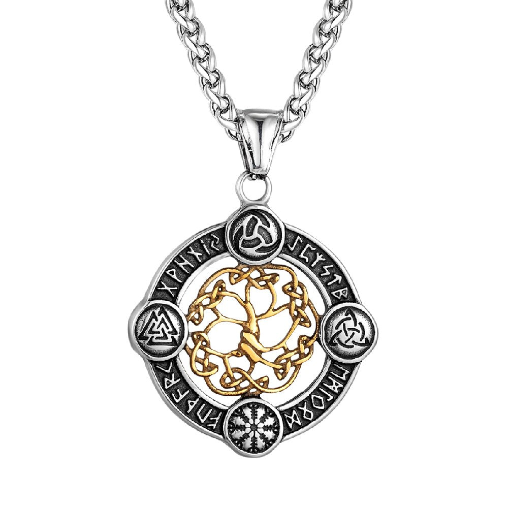 Collier Viking <br>Arbre De Vie Et Runes</br> Viking Shop