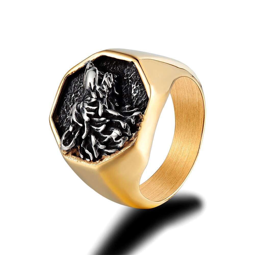 Bague Viking <br>Gravure Loup</br> Viking Shop