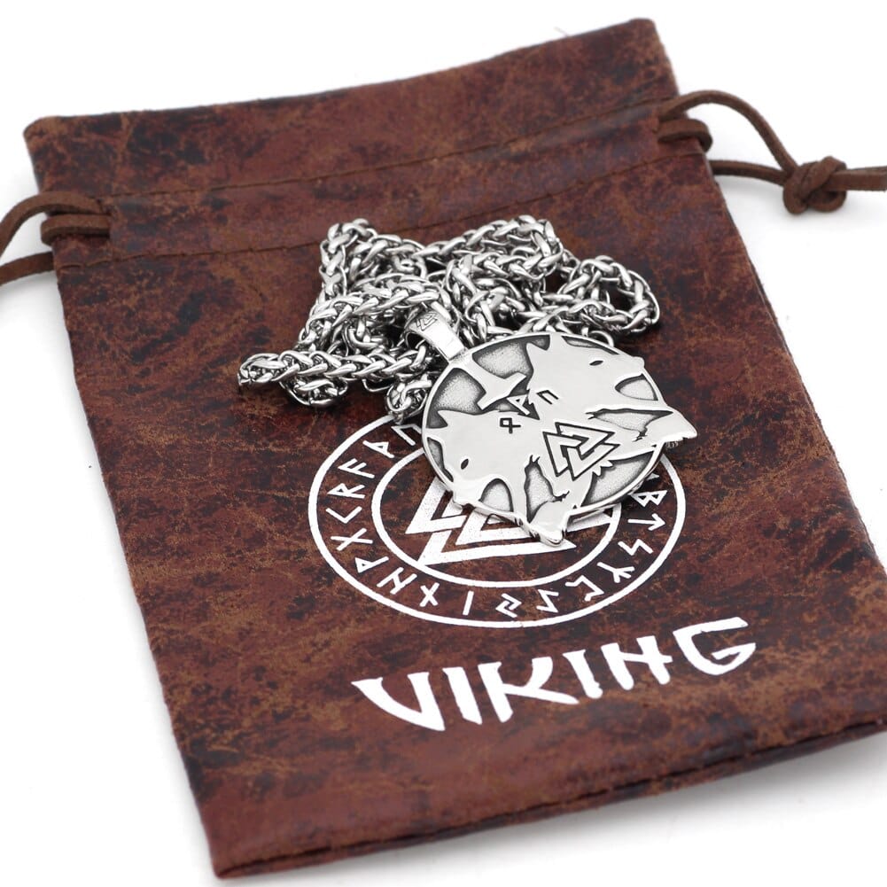 Collier Viking <br>Loup Fenrir Et Valknut</br> Viking Shop