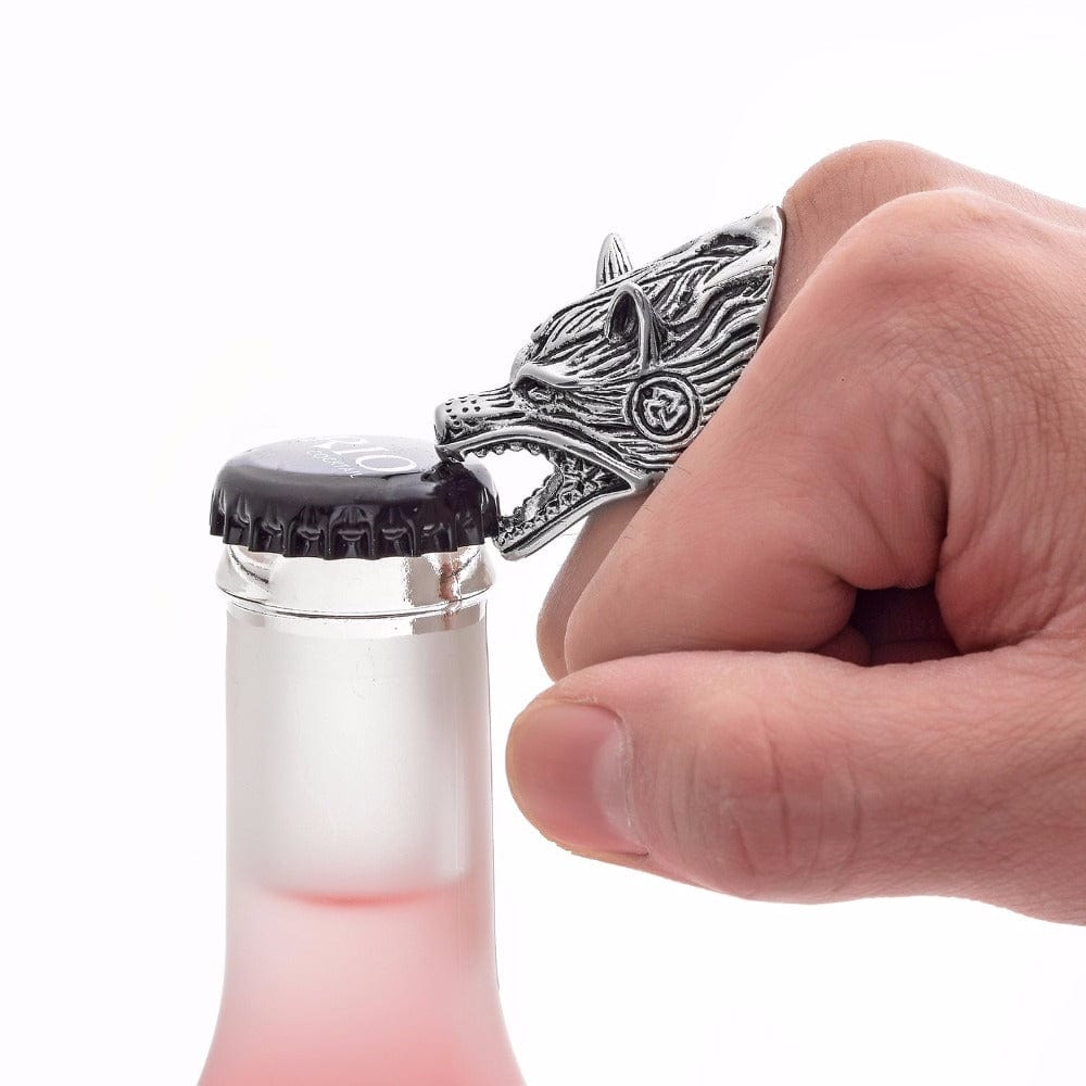 Bague Viking <br>Tête de Fenrir & ouvre bouteille</br> viking shop