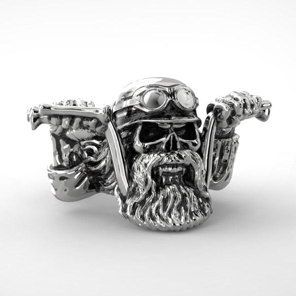 Bague Crâne De Biker – Acier