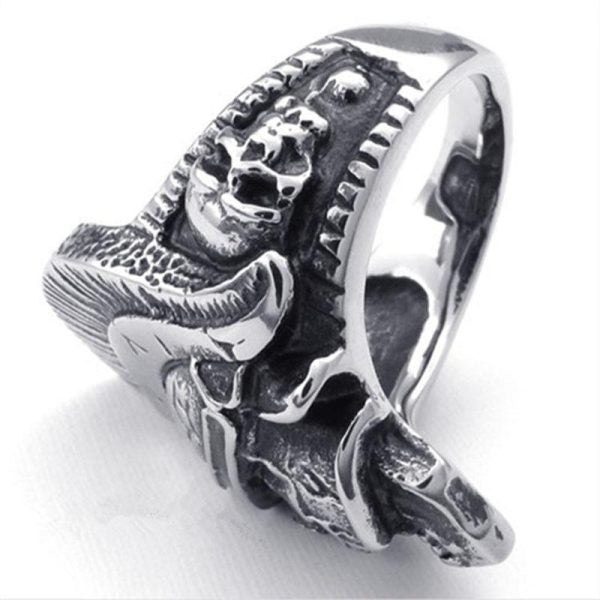 Bague Crâne De Guerrier en Acier Inoxydable