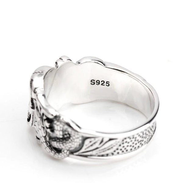 Bague Crâne Et Jörmungandr en Argent