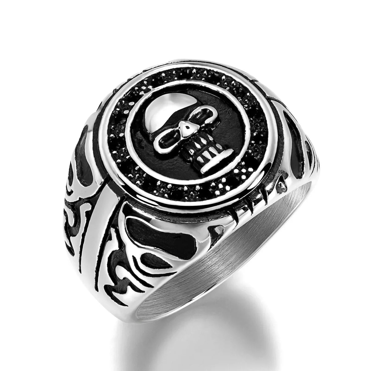 Bague Tête de Mort Armure Noire