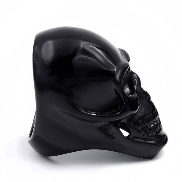 Bague Tête de Mort Noir en Acier