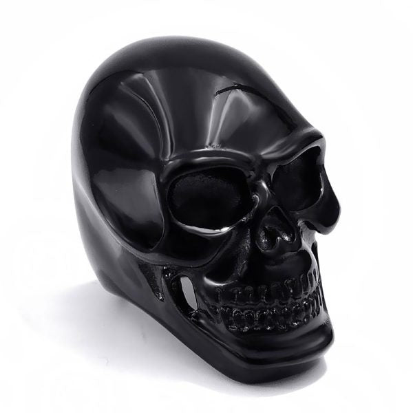 Bague Tête de Mort Noir en Acier