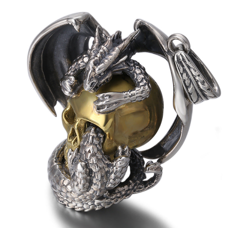 Collier Tête de mort Et Dragon Mythique
