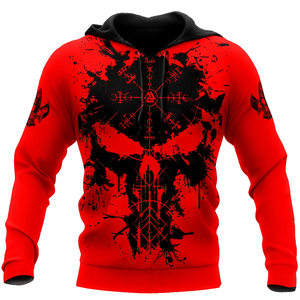  Sweat-shirt tête de mort et runes guerrières