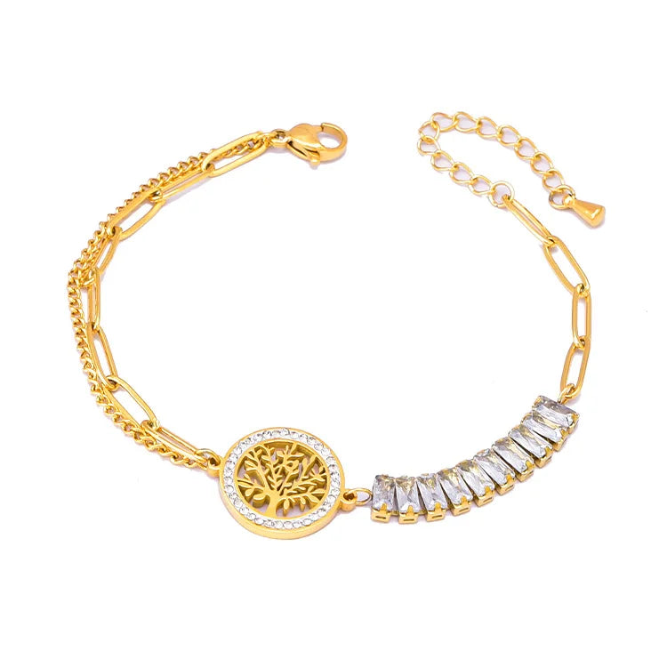 Bracelet Doré Arbre de Vie Cristallin