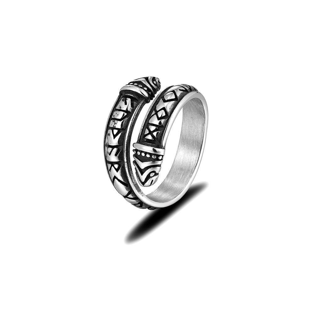 Bague Viking <br>Runes Et Serpent Jormungand</br> Viking Shop
