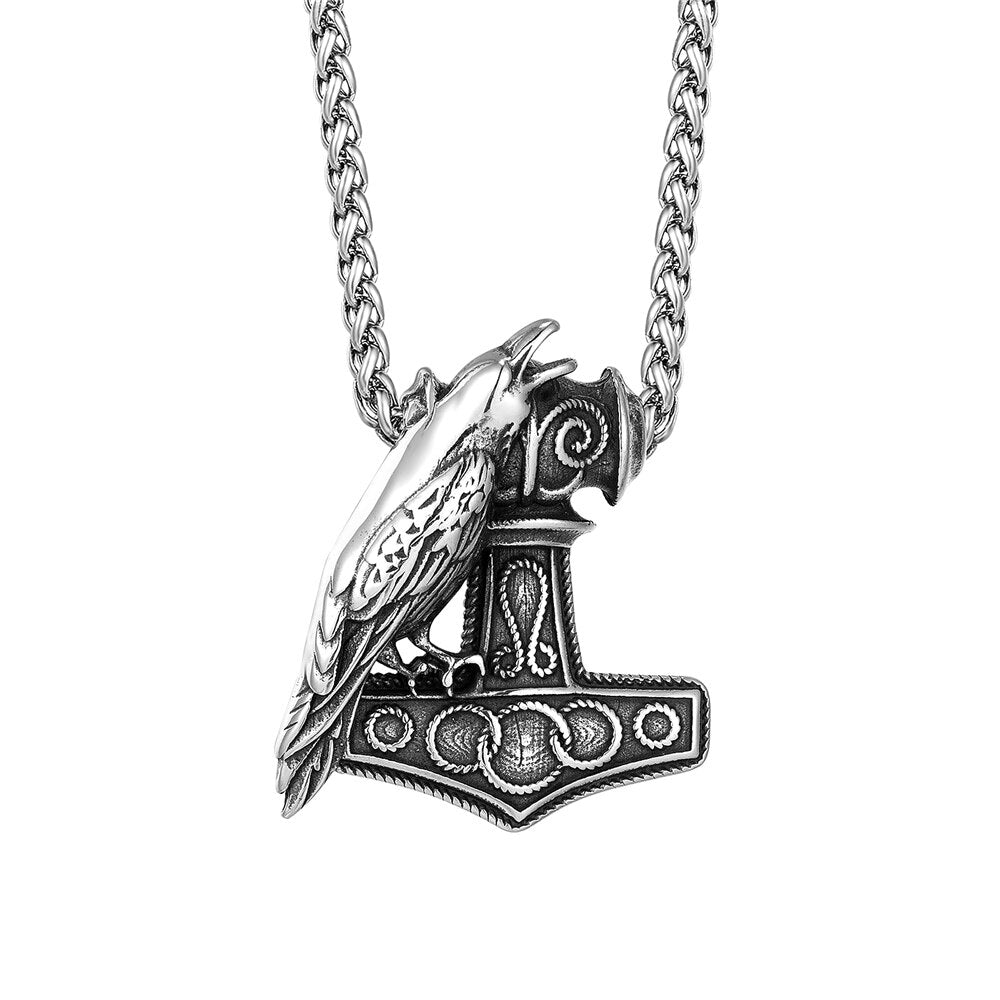 Collier Viking <br>Marteau De Thor Et Corbeau</br> Viking Shop